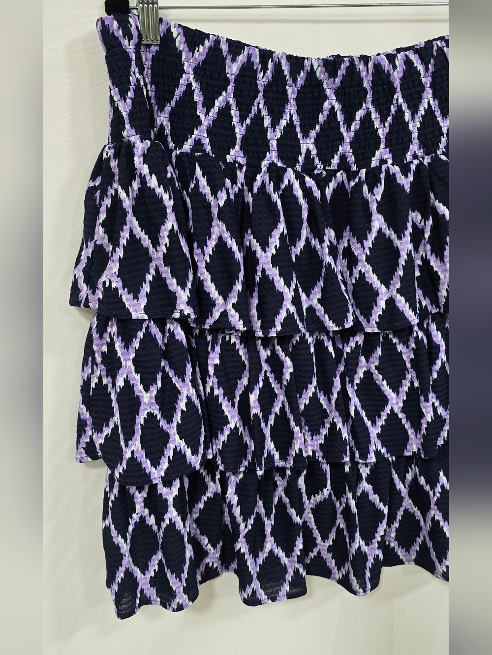Michael Kors women plus size 2X Smock waist 3 Tie Ikat Skirt Layer boho - Picture 3 of 9